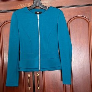 Mossimo Teal Round Neck Full Zipper Down Blazer/Jacket Size XS